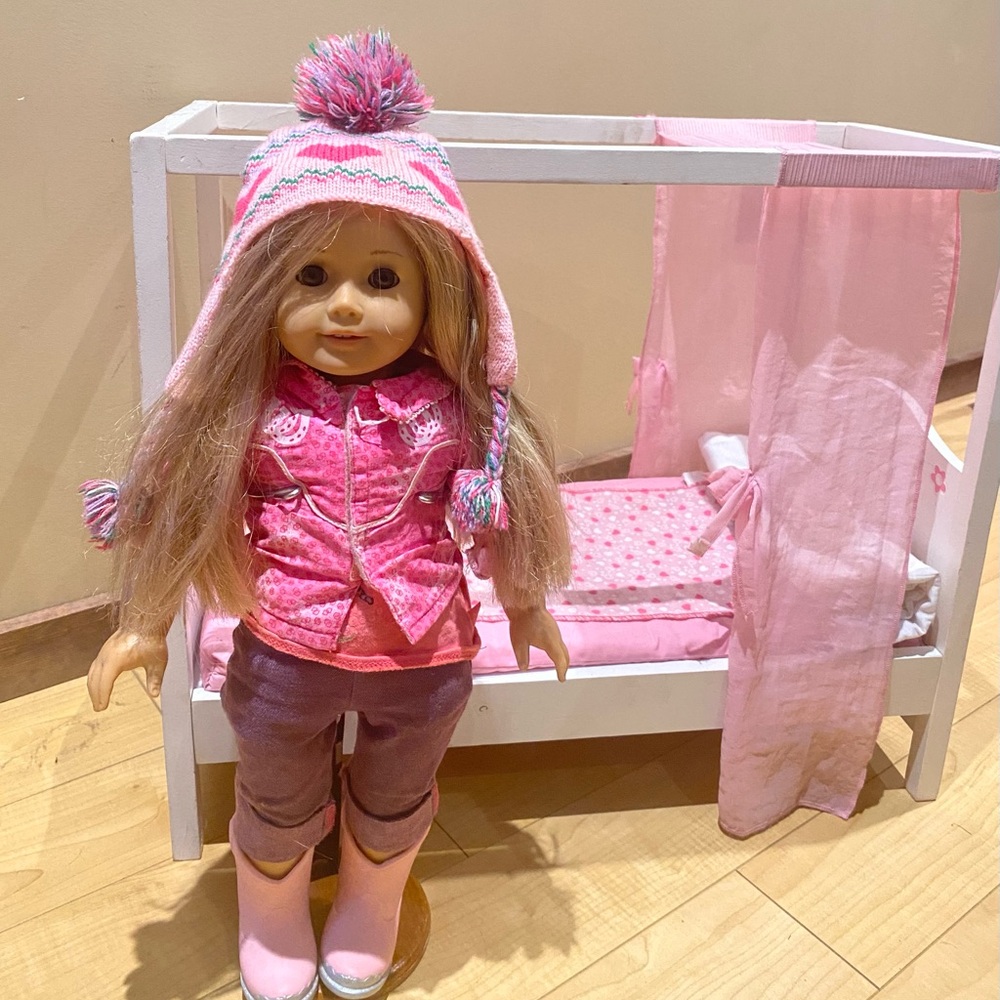 Charming Pink Doll with Bed Set